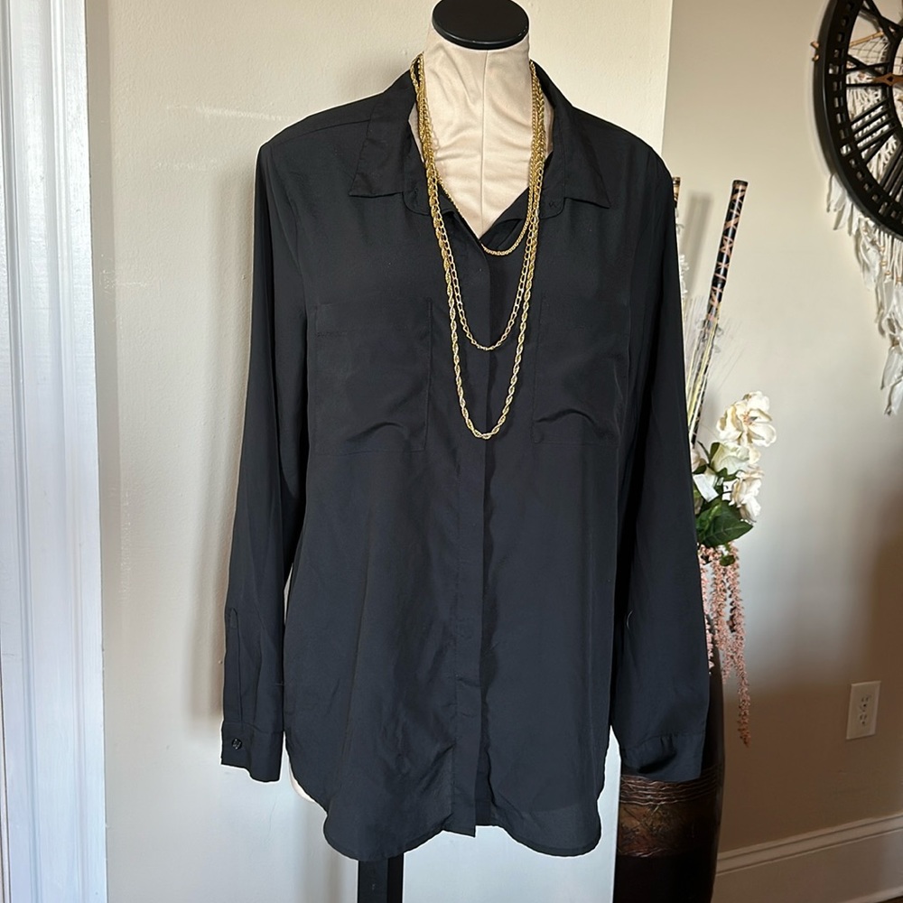 Black Button Down Blouse - image 1